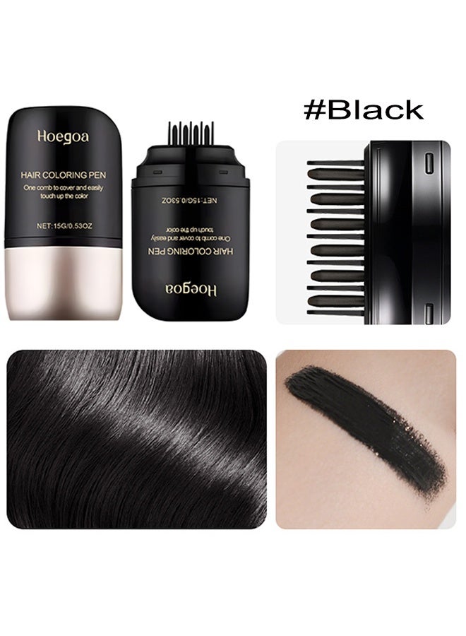 HOEGOA Hair Coloring Pen,Instant Hair Dye Pen with Built-in Comb,Waterproof and Sweat Proof, Quickly Cover Up Grey Hair,#Black - Image 2