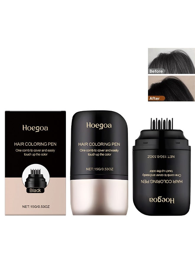 HOEGOA Hair Coloring Pen,Instant Hair Dye Pen with Built-in Comb,Waterproof and Sweat Proof, Quickly Cover Up Grey Hair,#Black - Image 1