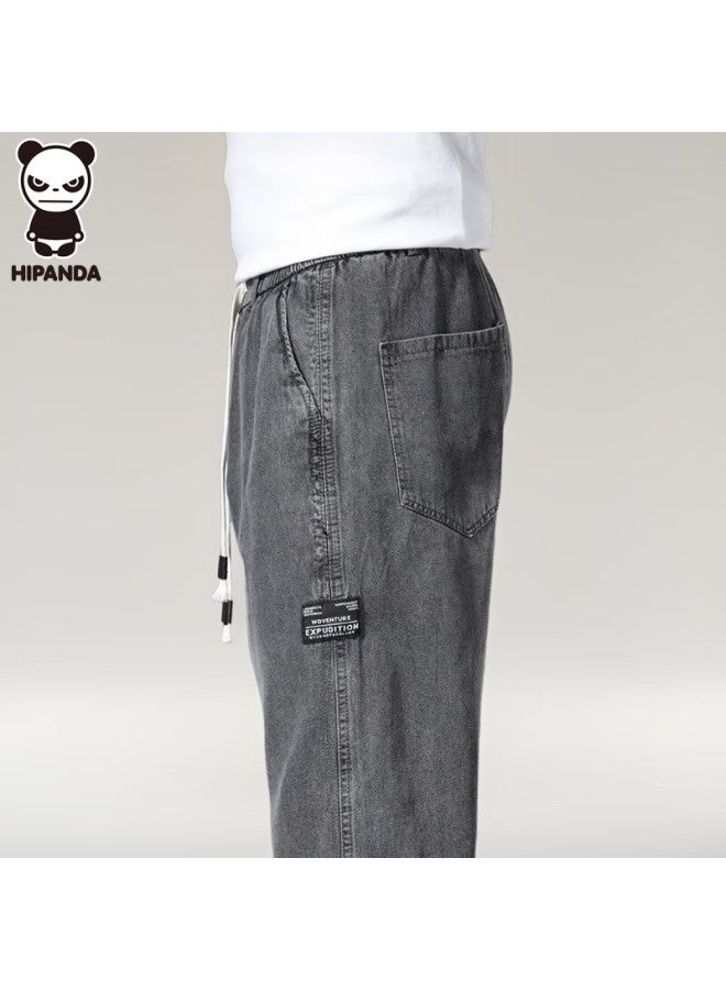 Hipanda Men's Loose Straight Leg Jeans Autumn Trendy Casual American Style Black Gray Pants 31 - Image 4