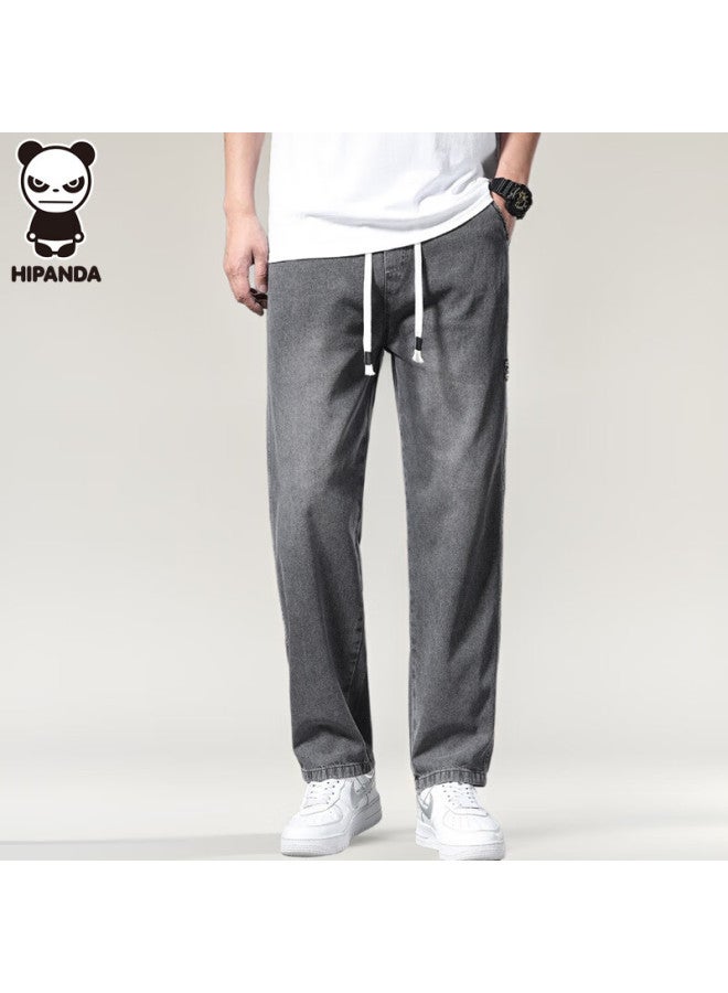 Hipanda Men's Loose Straight Leg Jeans Autumn Trendy Casual American Style Black Gray Pants 31 - Image 1