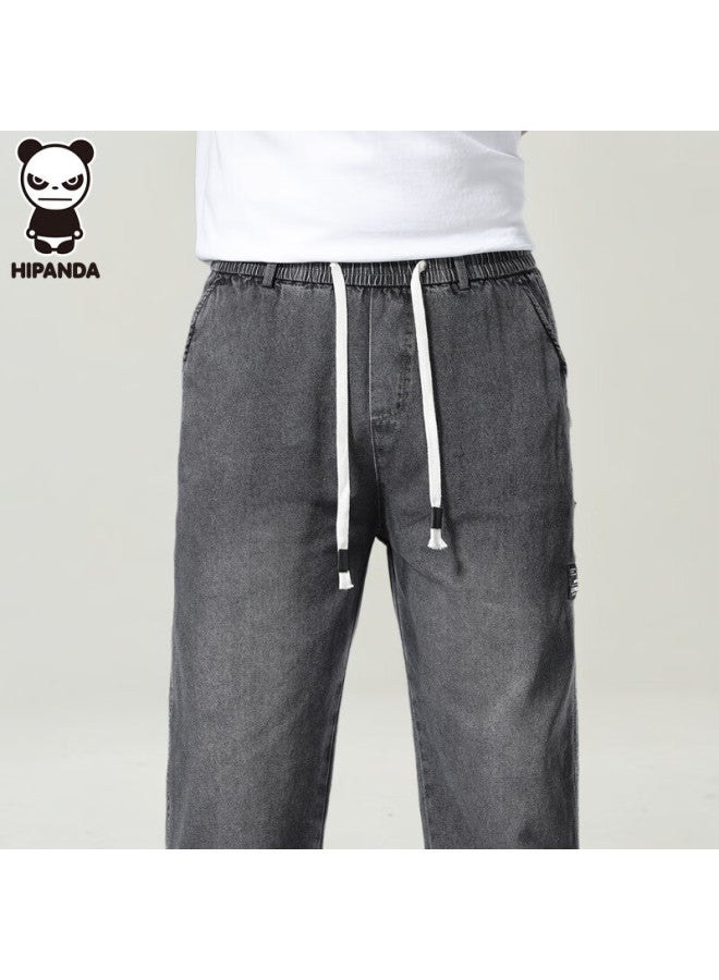 Hipanda Men's Loose Straight Leg Jeans Autumn Trendy Casual American Style Black Gray Pants 31 - Image 2
