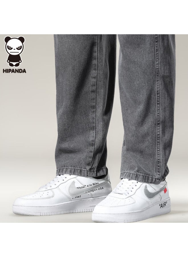 Hipanda Men's Loose Straight Leg Jeans Autumn Trendy Casual American Style Black Gray Pants 31 - Image 5