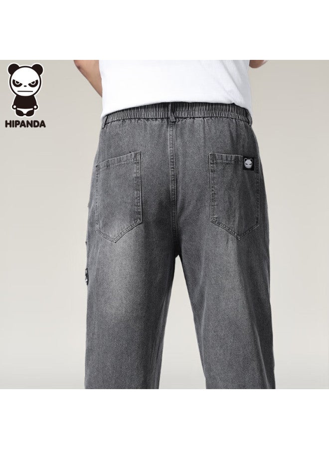 Hipanda Men's Loose Straight Leg Jeans Autumn Trendy Casual American Style Black Gray Pants 31 - Image 3