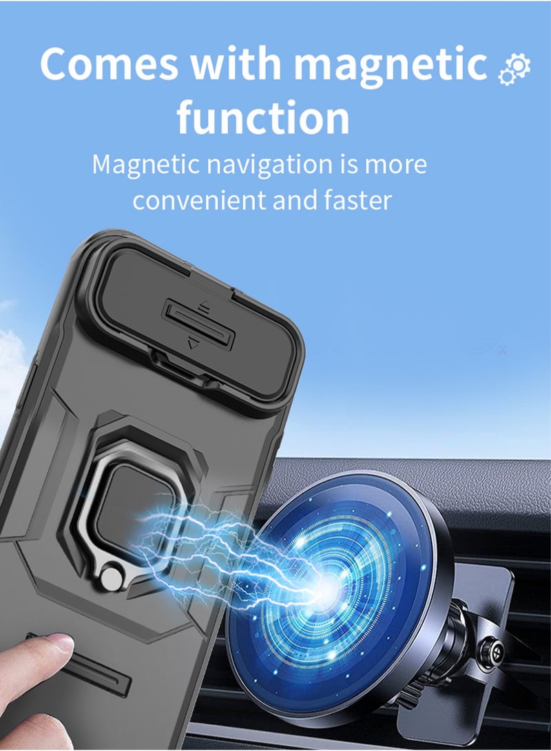 X-level iPhone Air Case Cover with Slide Camera Cover & Ring Holder, Kickstand Shell Back Cover Scratch-Resistant Shock-Absorbing Protector Accessories Kickstand Stand Magnetic Car Ring Holder - Image 2