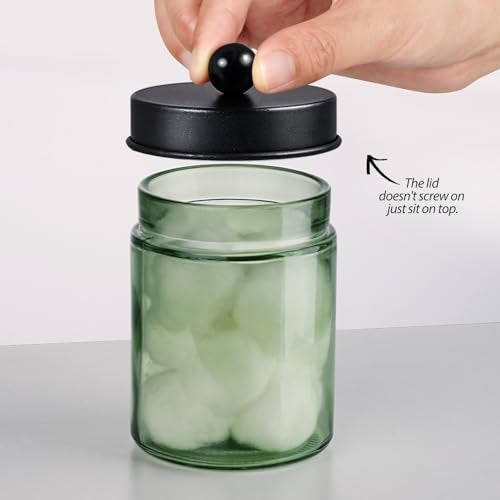 Komashr 3 Pack Apothecary Jar Canisters Bathroom Vanity Organizer - Qtip Holder Storage Organizer Set Countertop Canister with Stainless Steel Lids &Cute Stickers for Qtips,Cotton Swabs,Makeup Sponges,Floss - Image 3