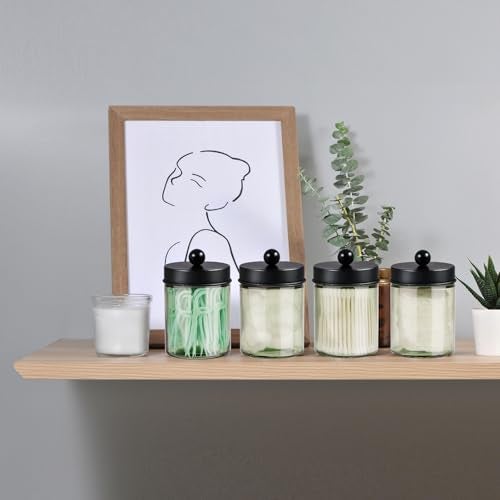 Komashr 3 Pack Apothecary Jar Canisters Bathroom Vanity Organizer - Qtip Holder Storage Organizer Set Countertop Canister with Stainless Steel Lids &Cute Stickers for Qtips,Cotton Swabs,Makeup Sponges,Floss - Image 5