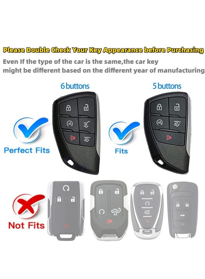 RFSRZ Key Fob Cover Smart Key Holder Fit for 2021 2022 GMC Yukon Chevy Chevrolet Suburban Tahoe GM Buick Key Fob Accessories (6-Black) - Image 2