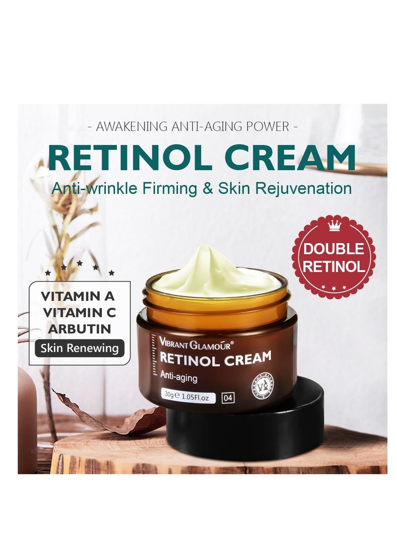Vibrant Glamour Retinol Cream Skin Moisturizing Whitening Cream and Serum Combo Anti-Wrinkle, Anti-Aging,Brightening and Lightening,Pores Repair Lighten Sensitive Area Dark Spots 30g  + 30ml  - Image 5