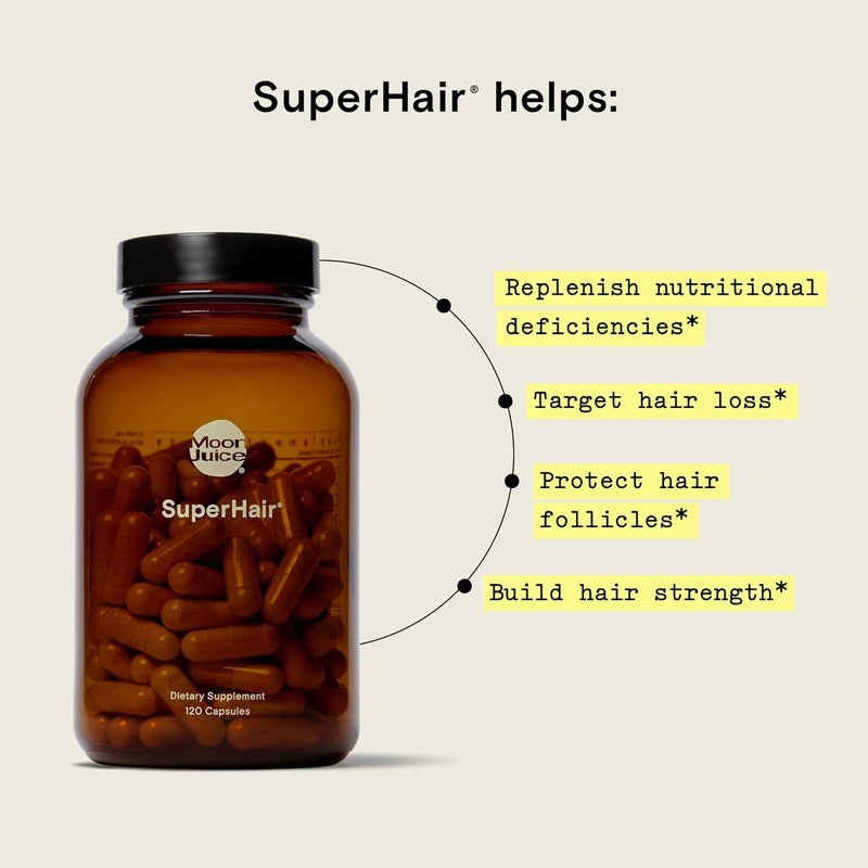 Moon Juice  SuperHair  Bottle 120 Capsules  Hair Growth Vitamins  Multivitamins  Organic Ashwagandha  Reusable Glass Bottle  3rd Party Tested  100 Traceable  Vegan Gluten Free Non GMO - Image 2