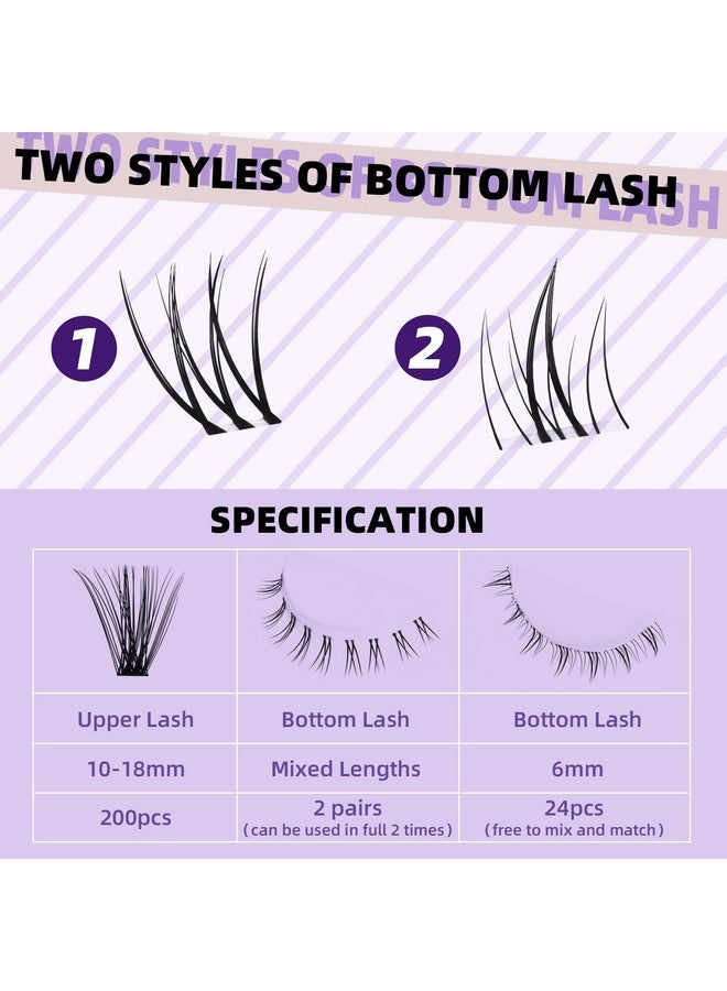 B&qaugen Eyelash Extension Kit with Bottom Lash Extension 10-18mm 40D D Curl Lash Clusters Kit with Bottom Lashes DIY Lash Extension Kit Bond and Seal Lash Applicator (Kit-40D-D-MIX10-18) - Image 3