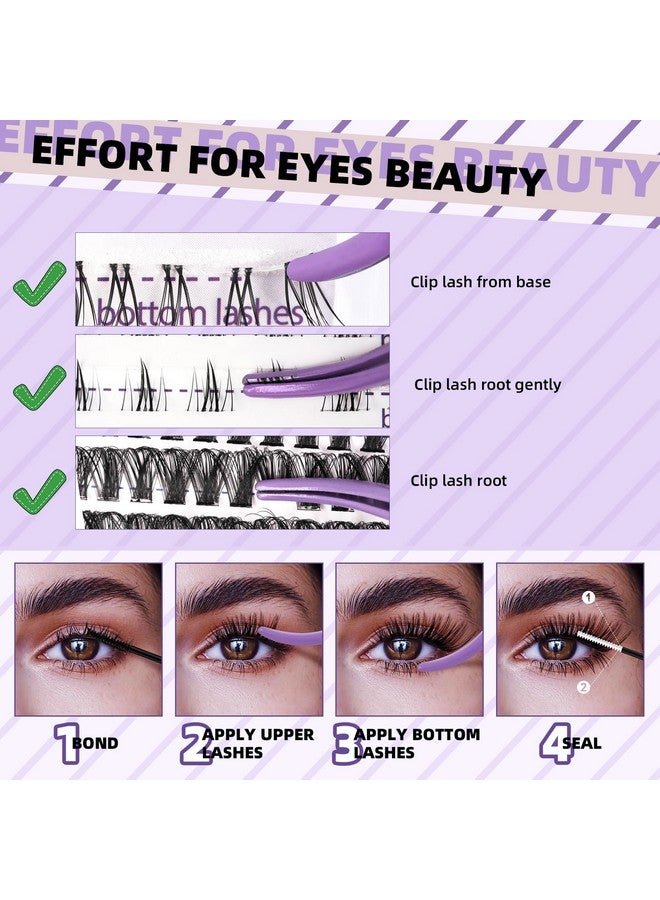 B&qaugen Eyelash Extension Kit with Bottom Lash Extension 10-18mm 40D D Curl Lash Clusters Kit with Bottom Lashes DIY Lash Extension Kit Bond and Seal Lash Applicator (Kit-40D-D-MIX10-18) - Image 5