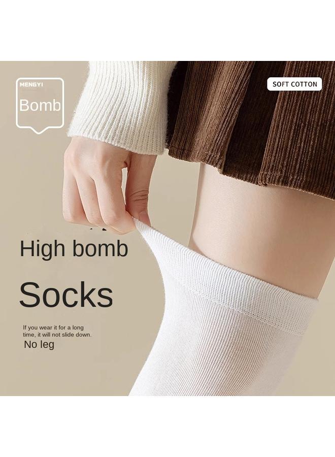 Bluejw White Calf Socks Over The Knee Socks Women's Autumn And Winter Collocation Boots Slimming Cotton Spring And Autumn High Barrel Pressure Socks  - Image 4