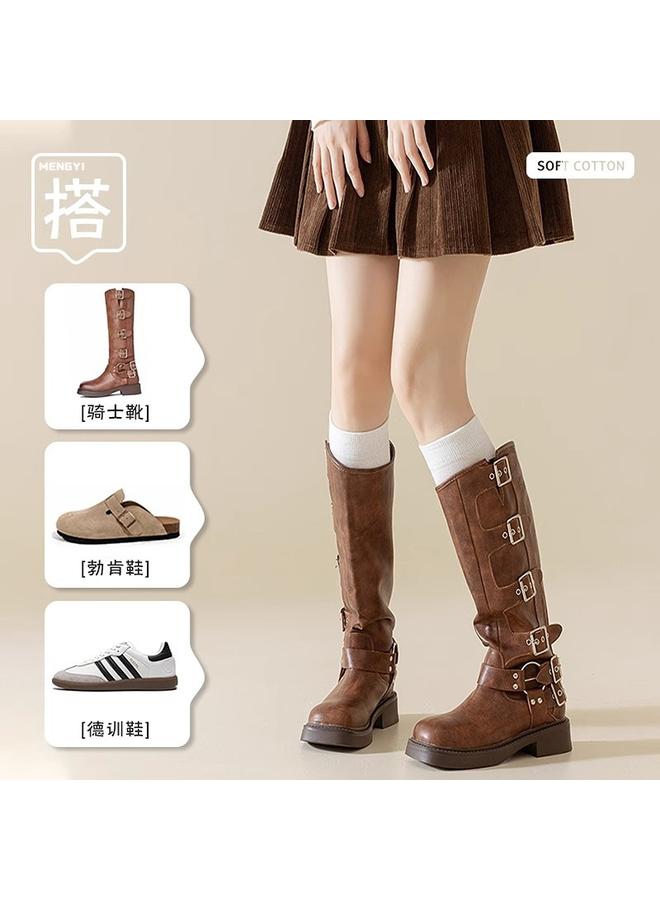 Bluejw White Calf Socks Over The Knee Socks Women's Autumn And Winter Collocation Boots Slimming Cotton Spring And Autumn High Barrel Pressure Socks  - Image 5