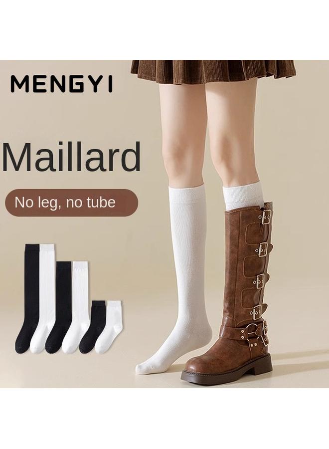 Bluejw White Calf Socks Over The Knee Socks Women's Autumn And Winter Collocation Boots Slimming Cotton Spring And Autumn High Barrel Pressure Socks  - Image 2