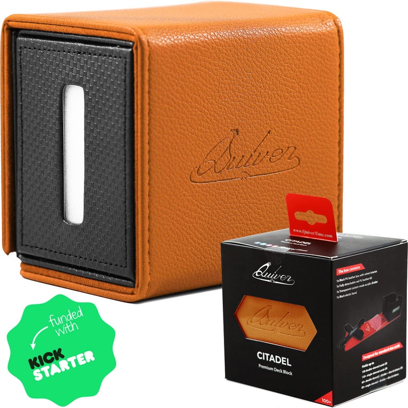 Quiver Time Orange Citadel Deck Block for Magic the Gathering Cards TCG 100 Premium Commander Deck Box MTG Deck Box for Cards Dice Tokens Custom Divider Magnetic Closure - Image 4