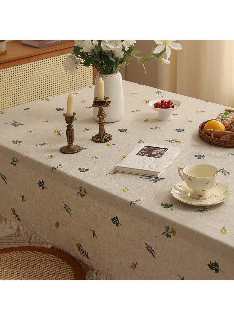 Embroidered Linen Tablecloth Multiple Sizes Rustic Decor Table Cover for Dining Table Home Party Daily Use - Image 2