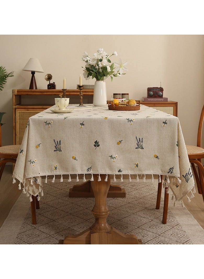 Embroidered Linen Tablecloth Multiple Sizes Rustic Decor Table Cover for Dining Table Home Party Daily Use - Image 3