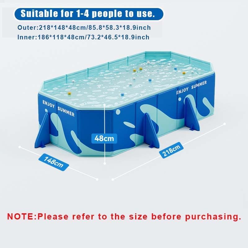 AUTOYSUR Non-Inflatable Kids' and Adults' Outdoor Swimming Pool, Foldable Family Swimming Pool for Outside Backyard and Indoor (218 * 148 * 48cm-Non-Inflatable) - Image 2