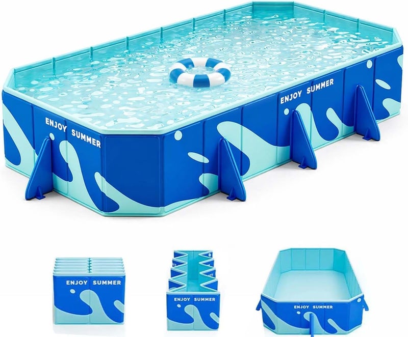 AUTOYSUR Non-Inflatable Kids' and Adults' Outdoor Swimming Pool, Foldable Family Swimming Pool for Outside Backyard and Indoor (218 * 148 * 48cm-Non-Inflatable) - Image 1