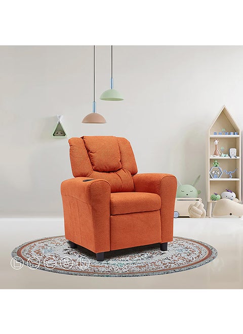 Kiddy Kids Recliner Chair – Comfortable Fixed Design, Soft Fabric, 1-Year Warranty – Orange Color