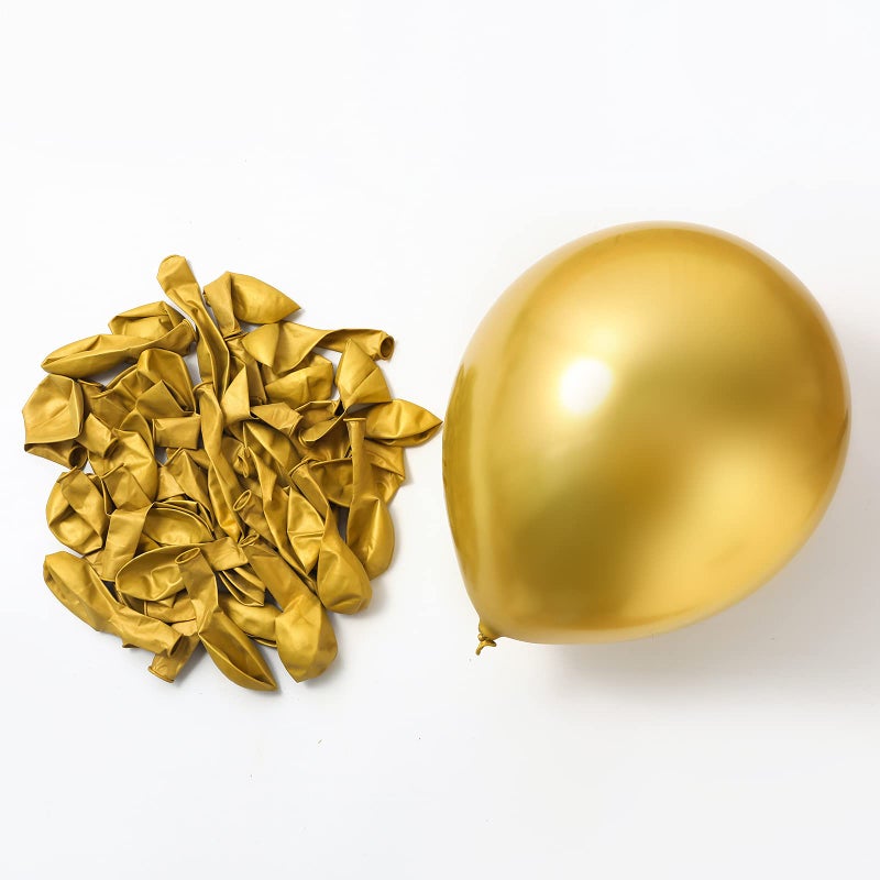 KOMOREBI Chrome Gold Balloons 12 Inch 50pcs Metallic Gold Balloons Bright Gold Balloons Chrome Metallic Latex Balloons for Birthday Engagement Wedding Baby shower Anniversary Party Decorations - Image 3