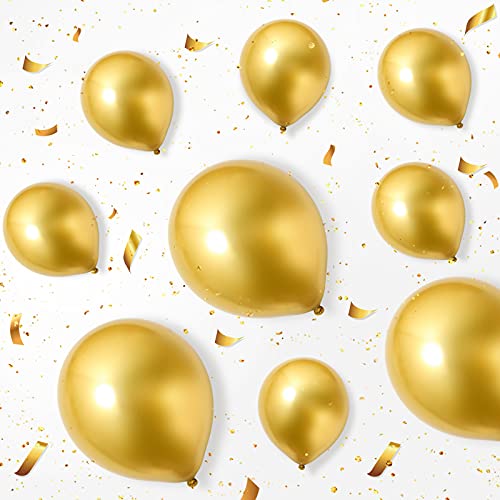 KOMOREBI Chrome Gold Balloons 12 Inch 50pcs Metallic Gold Balloons Bright Gold Balloons Chrome Metallic Latex Balloons for Birthday Engagement Wedding Baby shower Anniversary Party Decorations - Image 5