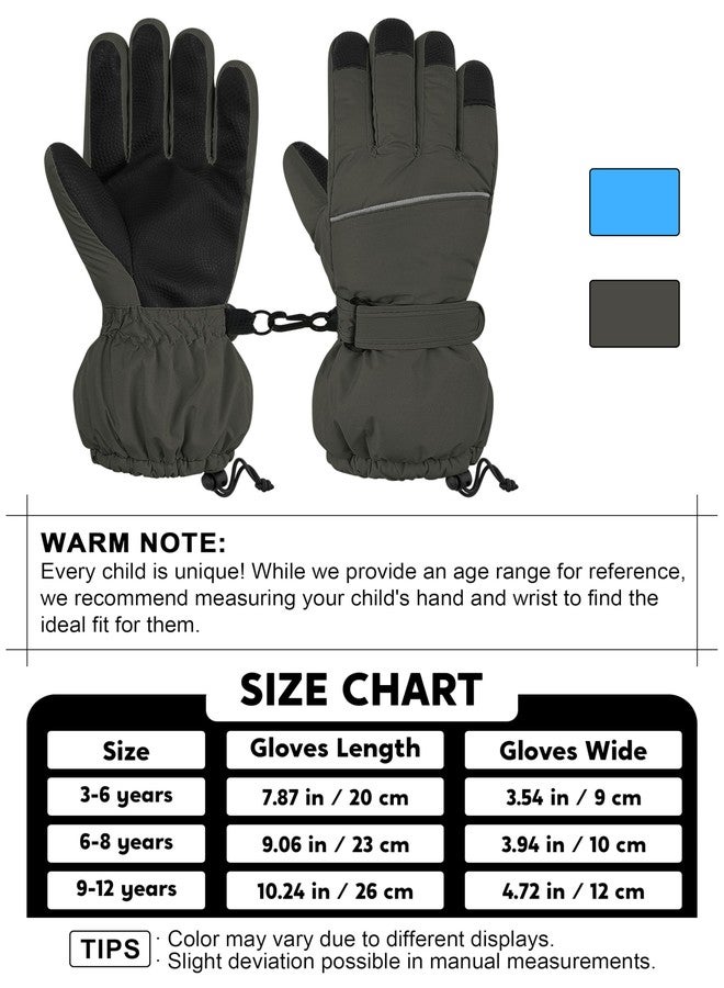 Cooraby 2 Pairs Kids Snow Ski Gloves Winter Waterproof Windproof Thick Warm Gloves for Boys Girls Cold Weather Outdoor - Image 2