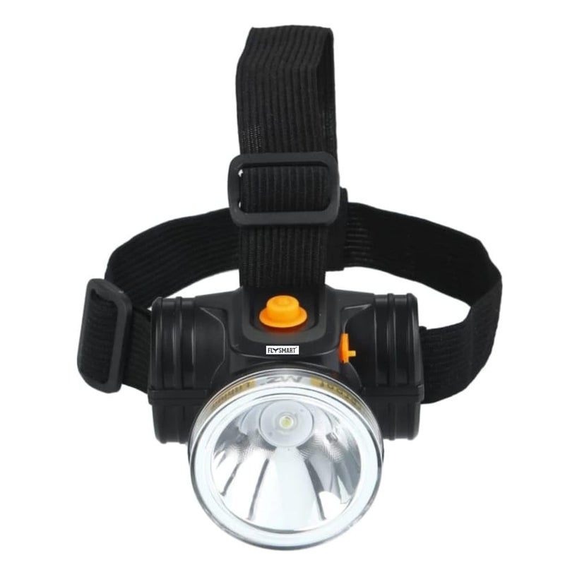 Flysmart 100W Rechargeable LED Head Torch Headlight Upto 1km Range with 8 Hours Continous Light Two Light Modes Feature for Farmers Camping Caving Hiking Trekking Cycling Running etc - Image 1
