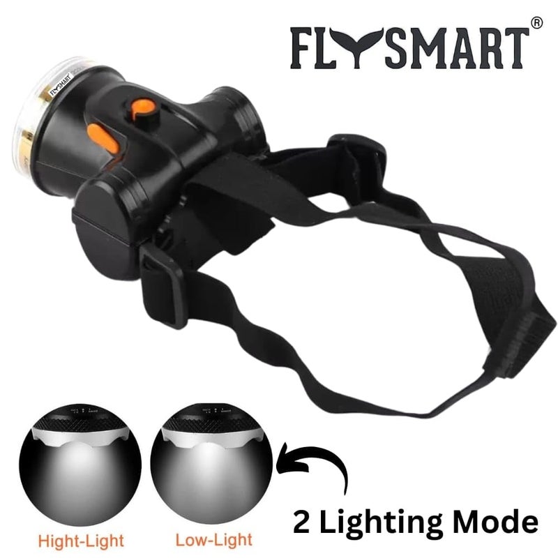 Flysmart 100W Rechargeable LED Head Torch Headlight Upto 1km Range with 8 Hours Continous Light Two Light Modes Feature for Farmers Camping Caving Hiking Trekking Cycling Running etc - Image 3