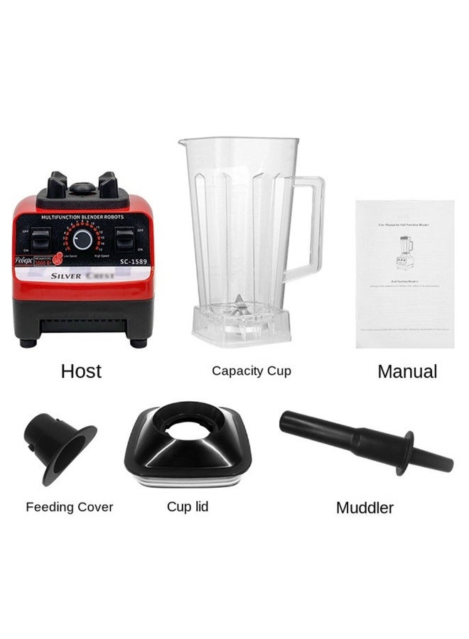 SILVER CREST Heavy Duty Commercial Blender 4500W with Stainless Steel Blades – Industrial High-Speed Mixer, Juicer, Food Processor, Grinder, Chopper Mill for Fruits, Vegetables, Ice Smoothies, Soymilk, Soups, Professional Blender for Restaurant, Cafe, and Home Use with Food-Grade Jug and Rubber Cap, 45,000 RPM Industrial Motor - Image 3