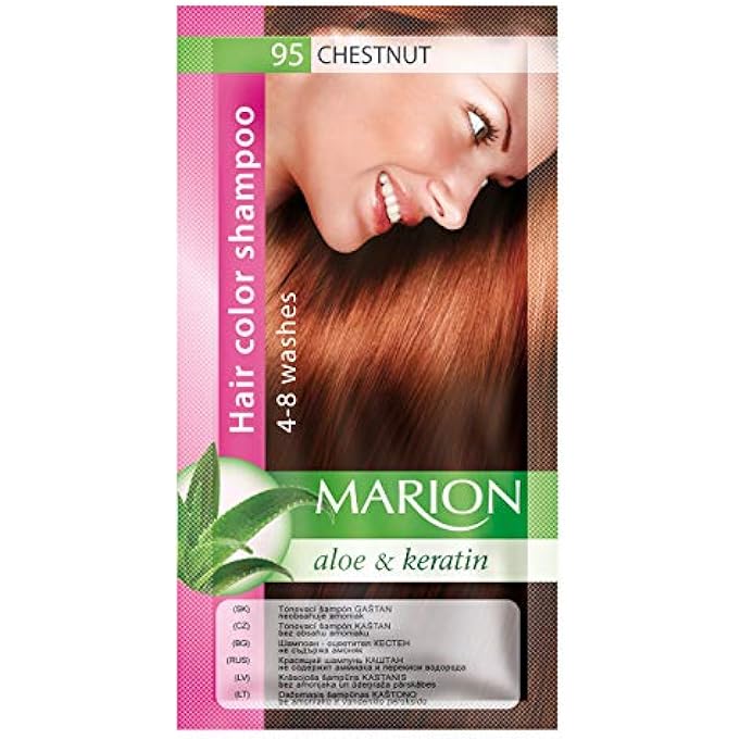HAIR COLOR SHAMPOO IN SACHET LASTING 4 TO 8 WASHES ALOE AND KERATIN - 95 MEDIUM CHESTNUT