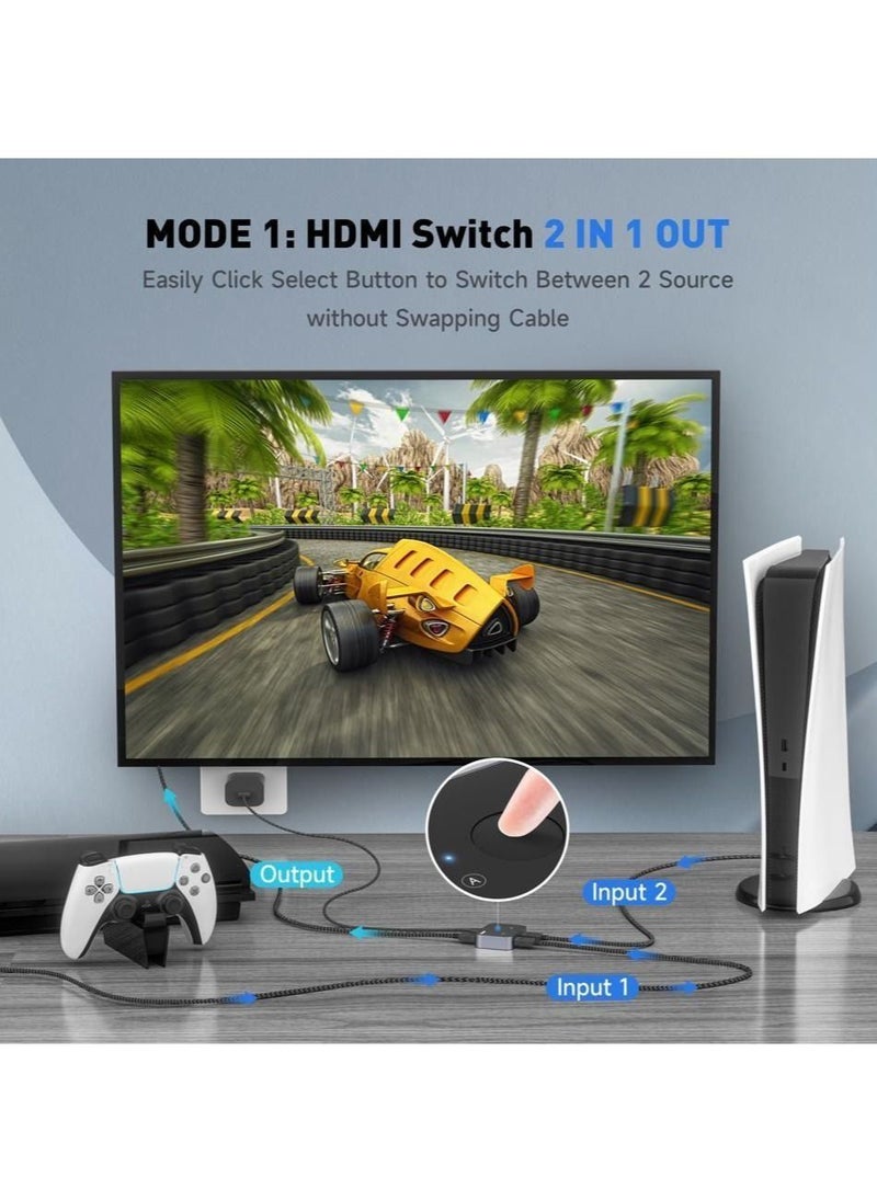 Generic - HDMI 2.1 Switch, 8K HDMI Switcher Splitter 2 in 1 Out, Supports 4k at 120Hz, 8k at 60Hz, 48Gbps High Speed, Aluminum HDMI Selector Bi-Directional. - Image 1