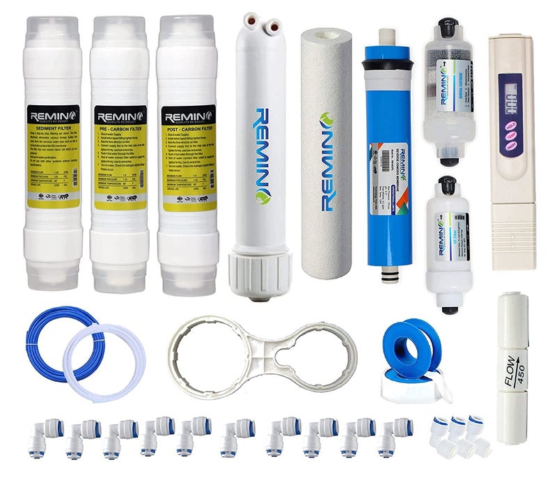 Remino RO Service kit 80 gpd Membrane & Filter For All Type Of Water Purifier (Inline+Tds Meter+Uf+Mineral+Housing And Connectors) - Image 1