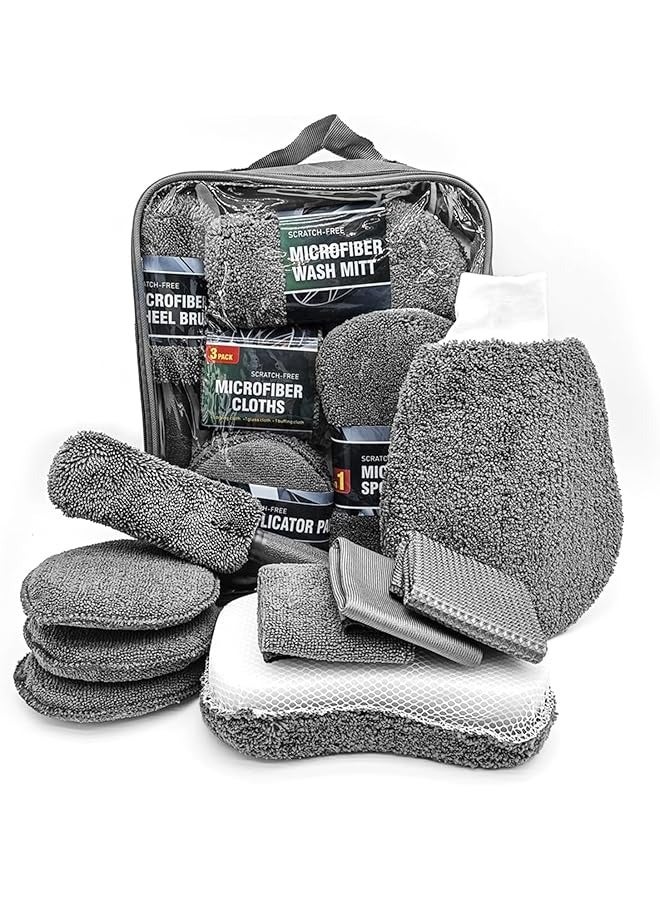 The Bros Car Cleaning Set for Indoor and Outdoor Use, 9-Piece Car Care Set for Indoor and Outdoor Use, Car Wash Set with Tyre Brush, Car Detailing Brush, Car Wash Set for Car Cleaning Interior and Exterior - Image 1