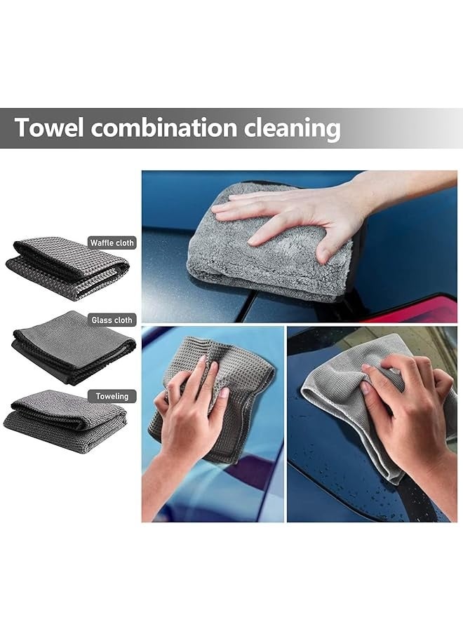 The Bros Car Cleaning Set for Indoor and Outdoor Use, 9-Piece Car Care Set for Indoor and Outdoor Use, Car Wash Set with Tyre Brush, Car Detailing Brush, Car Wash Set for Car Cleaning Interior and Exterior - Image 2