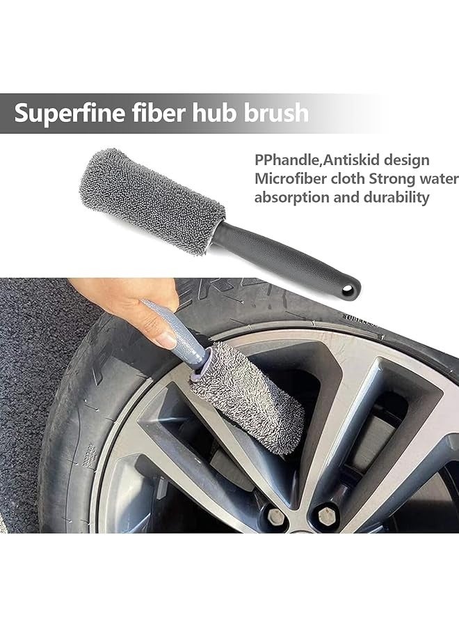 The Bros Car Cleaning Set for Indoor and Outdoor Use, 9-Piece Car Care Set for Indoor and Outdoor Use, Car Wash Set with Tyre Brush, Car Detailing Brush, Car Wash Set for Car Cleaning Interior and Exterior - Image 5