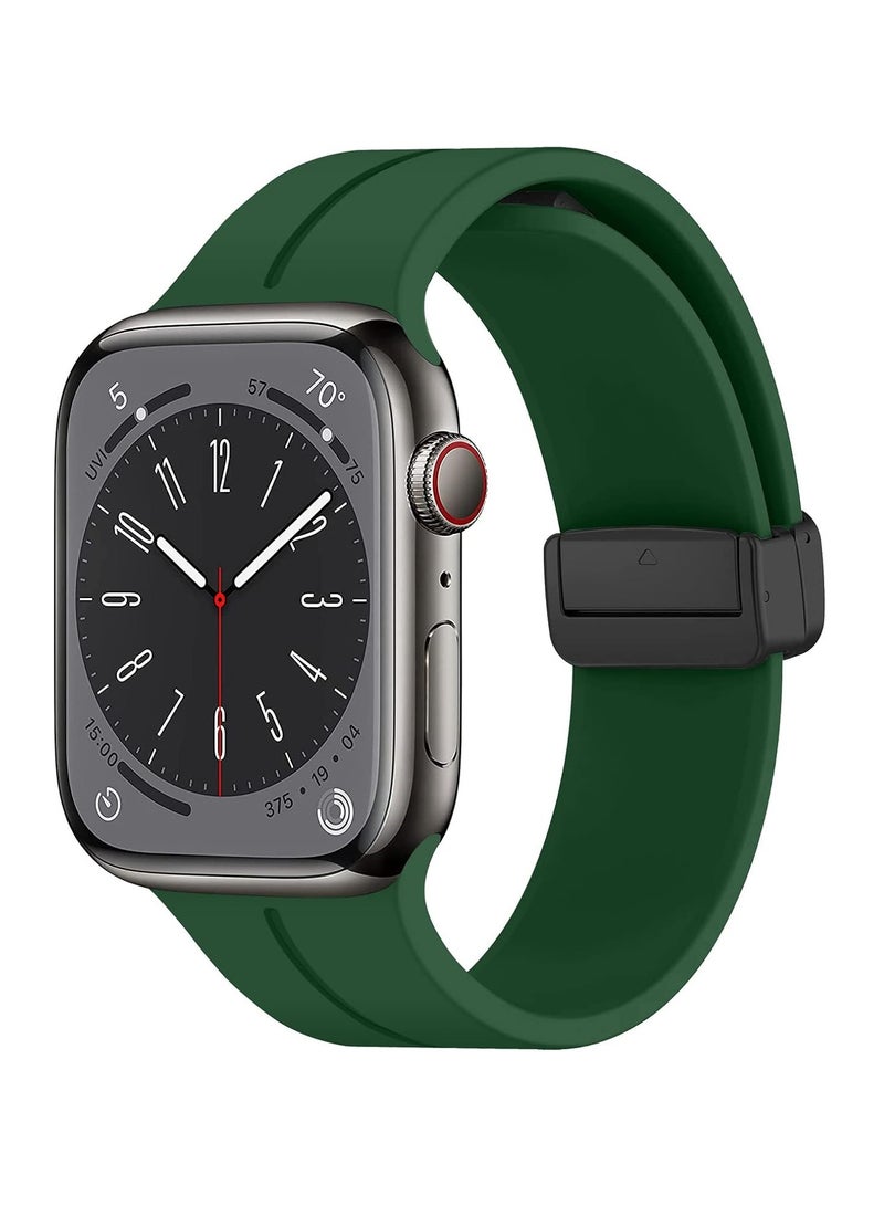 دوسالا سوار ساعة Apple Watch مقاس 45 مم 49 مم سريع الفك - سوار ساعة رياضي ناعم من السيليكون لطيف على البشرة للرجال والنساء، حزام سيليكون بمشبك مغناطيسي قابل للطي - Image 1