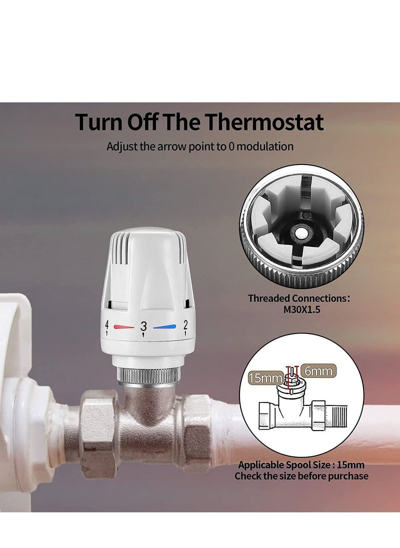 Excefore Thermostatic Radiator Valve, 2 Pcs TRV M30x1.5 Smart Head, Valve Heating System Temperature Control Heads for Home Office  - Image 2