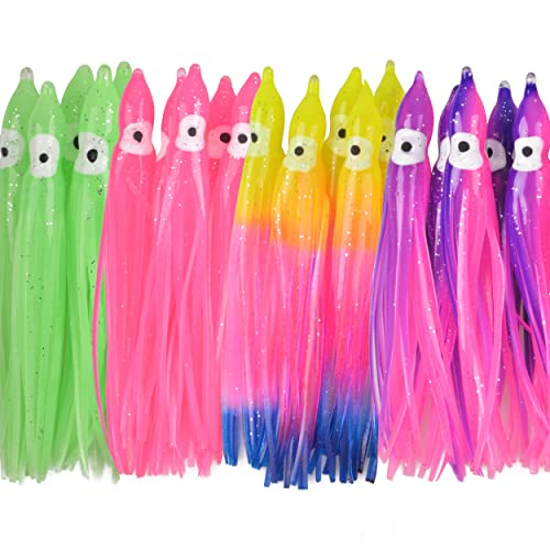 OROOTL Squid Skirts Octopus Skirts Saltwater Trolling Lures Soft Plastic Fishing Lures Glow Octopus Lures Squid Skirt Bait for Sea Bass Salmon Trout Tuna Multicolored 7cm 9cm 11cm - Image 1
