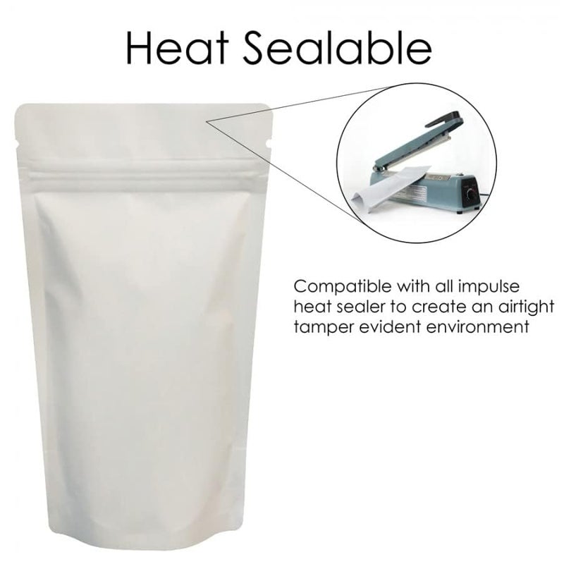 DEERA White Without Window Ziplock Stand Up Pouch 120x200mm Pack of 100 - Image 5
