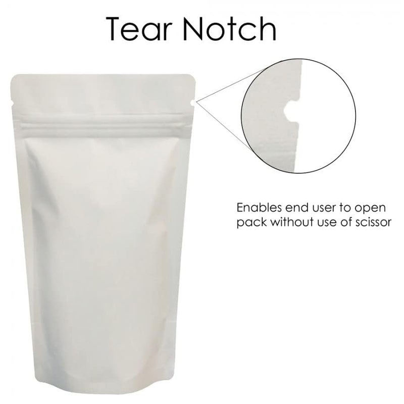DEERA White Without Window Ziplock Stand Up Pouch 120x200mm Pack of 100 - Image 3