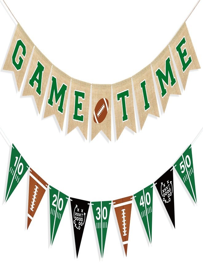 Uniwish لافتة من الخيش من Uniwish Game Time لتزيين حفلات كرة القدم، موضوع كرة القدم الرياضية، حفل استقبال المولود الجديد، هدايا حفلات أعياد الميلاد، ديكور منزلي داخلي وخارجي - Image 1
