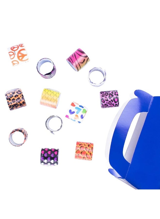 Super Z Outlet Super Z Outlet Slap On Plastic Vinyl Retro Bracelets with Colorful Hearts  Animal Print Design Patterns for Children Toy Party Favors 72 Pack  - Image 3