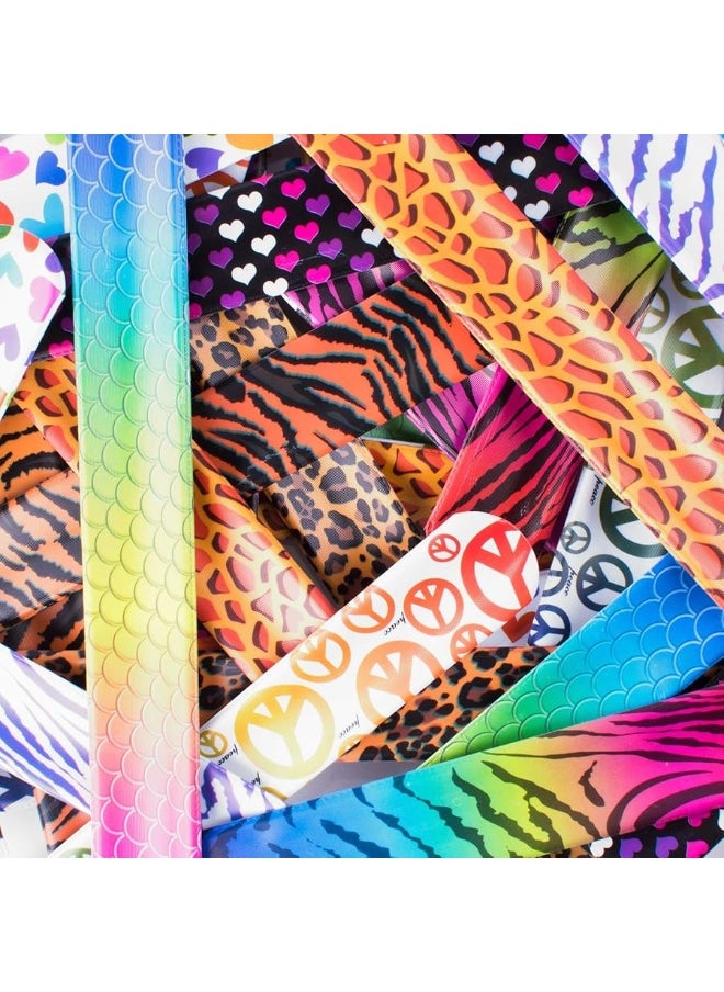 Super Z Outlet Super Z Outlet Slap On Plastic Vinyl Retro Bracelets with Colorful Hearts  Animal Print Design Patterns for Children Toy Party Favors 72 Pack  - Image 1