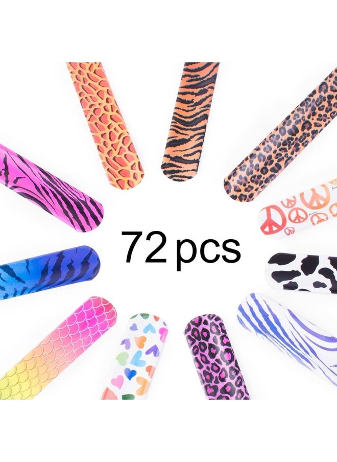Super Z Outlet Super Z Outlet Slap On Plastic Vinyl Retro Bracelets with Colorful Hearts  Animal Print Design Patterns for Children Toy Party Favors 72 Pack  - Image 2