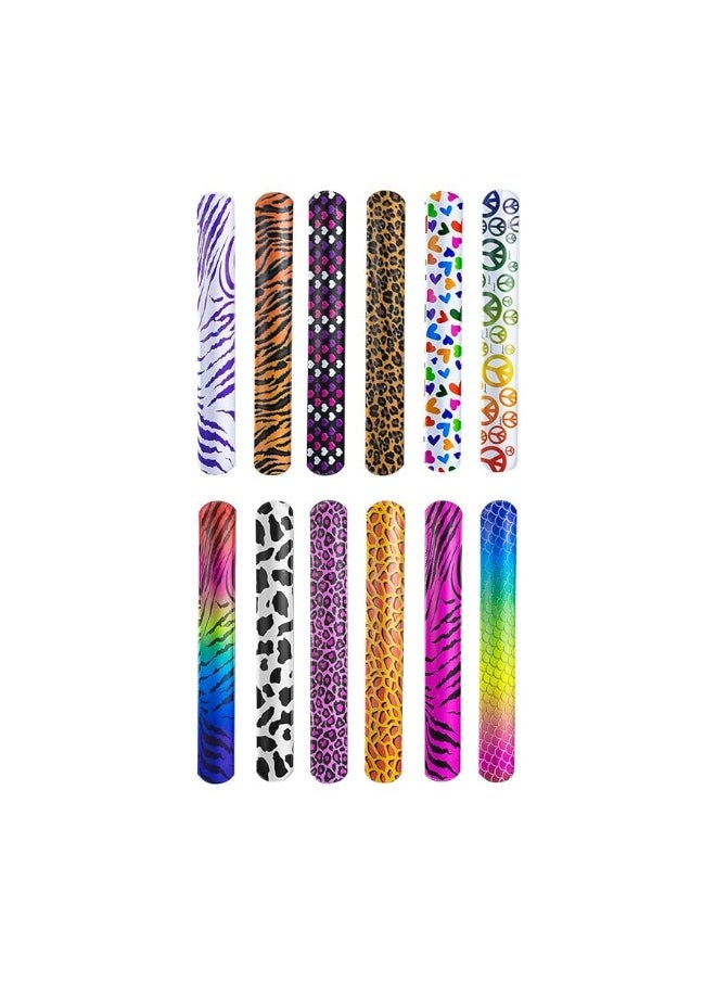 Super Z Outlet Super Z Outlet Slap On Plastic Vinyl Retro Bracelets with Colorful Hearts  Animal Print Design Patterns for Children Toy Party Favors 72 Pack  - Image 5