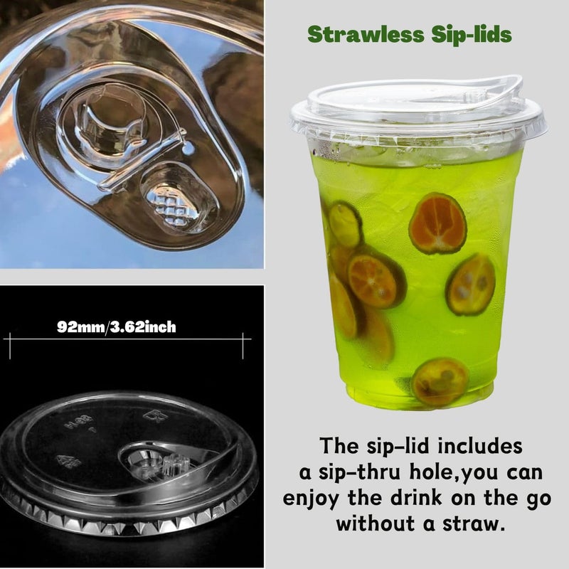 Artpreti 12 oz Clear Plastic Cups with Strawless Sip Lids  Disposable Plastic Coffee Cups with Lids  To Go Cups for Iced Coffee  Smoothies  Soda  or Any Cold Drinks  25Sets - Image 3