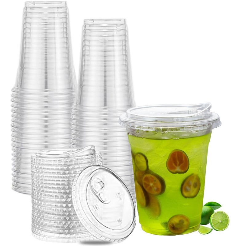 Artpreti 12 oz Clear Plastic Cups with Strawless Sip Lids  Disposable Plastic Coffee Cups with Lids  To Go Cups for Iced Coffee  Smoothies  Soda  or Any Cold Drinks  25Sets - Image 1