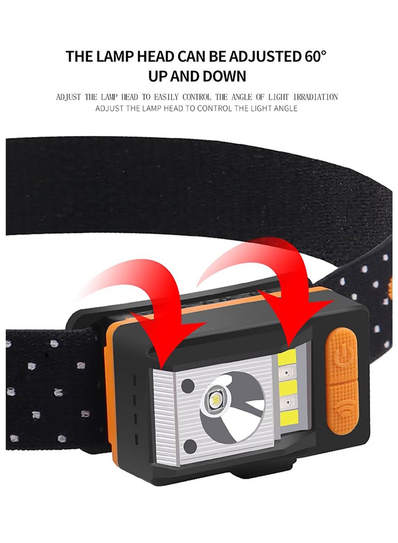 SYOSI Rechargeable LED Headlamp with 5 Light Modes & Motion Sensor, 1200 Lumens, Adjustable Headlight for Adults, Head Lamp Ideal for Outdoor Camping, Running & Walking - Image 5