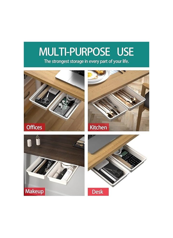 Generic - Hidden Under Table Desk Drawer Storage Organizer 2 Pack,Self-Adhesive Under Office Desktop Pencil Tray Drawer - Image 1